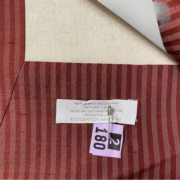 Restoration Hardware Thai Tonal Silk Stripe Drapery 83"x50" panel Red - Picture 3 of 6